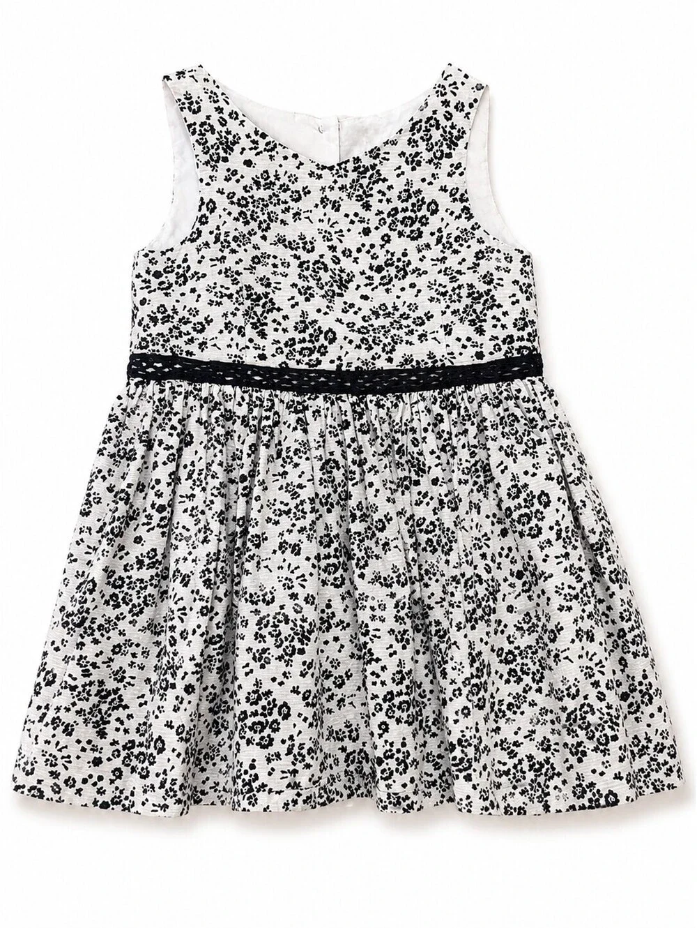 Pippa & Julie Pastourelle Baby Girl Dress 12M Black White Floral Sleeveless